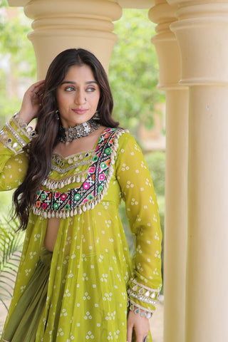 Cotton Lehenga with Bandhni Print Kurti ClothsVilla