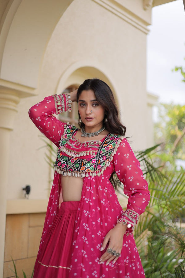 Cotton Lehenga with Bandhni Print Kurti ClothsVilla
