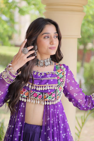 Cotton Lehenga with Bandhni Print Kurti ClothsVilla