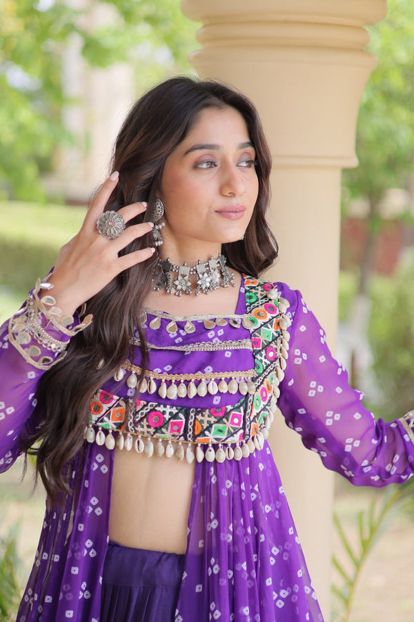 Cotton Lehenga with Bandhni Print Kurti ClothsVilla