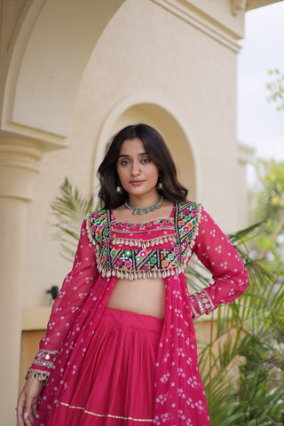 Cotton Lehenga with Bandhni Print Kurti ClothsVilla
