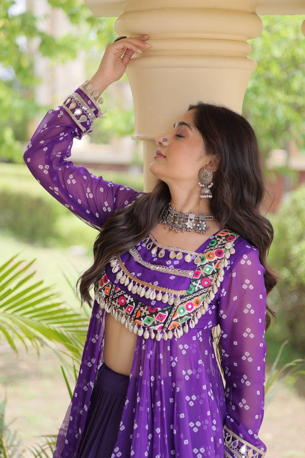 Cotton Lehenga with Bandhni Print Kurti ClothsVilla