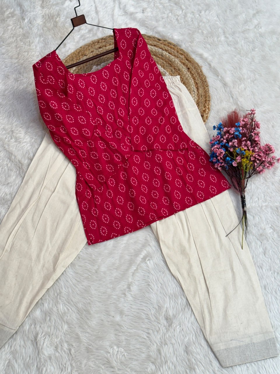 Cotton Print Top with Farsi Pant Set ClothsVilla