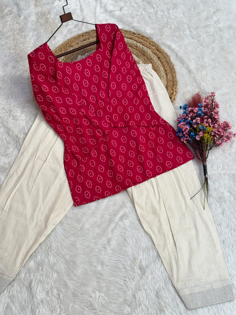 Cotton Print Top with Farsi Pant Set ClothsVilla