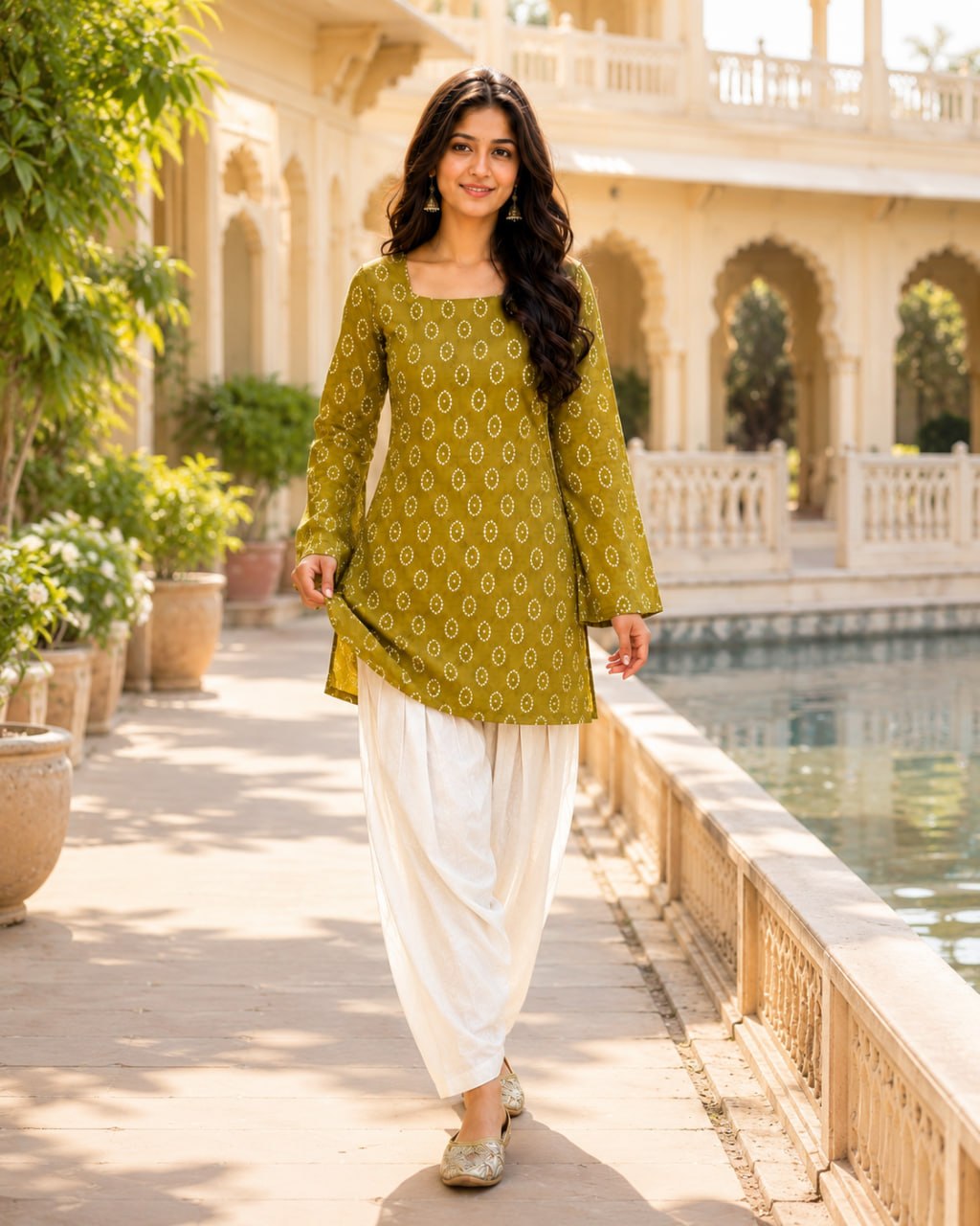 Cotton Print Top with Farsi Pant Set ClothsVilla