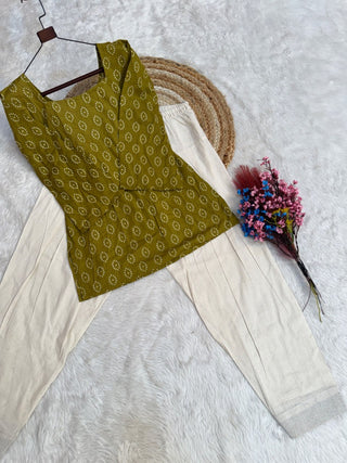 Cotton Print Top with Farsi Pant Set ClothsVilla