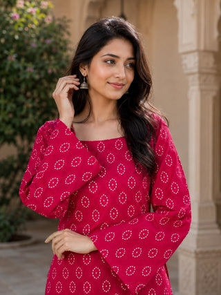 Cotton Print Top with Farsi Pant Set ClothsVilla