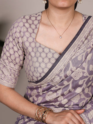 Cotton Silk Saree with Flower Print ClothsVilla