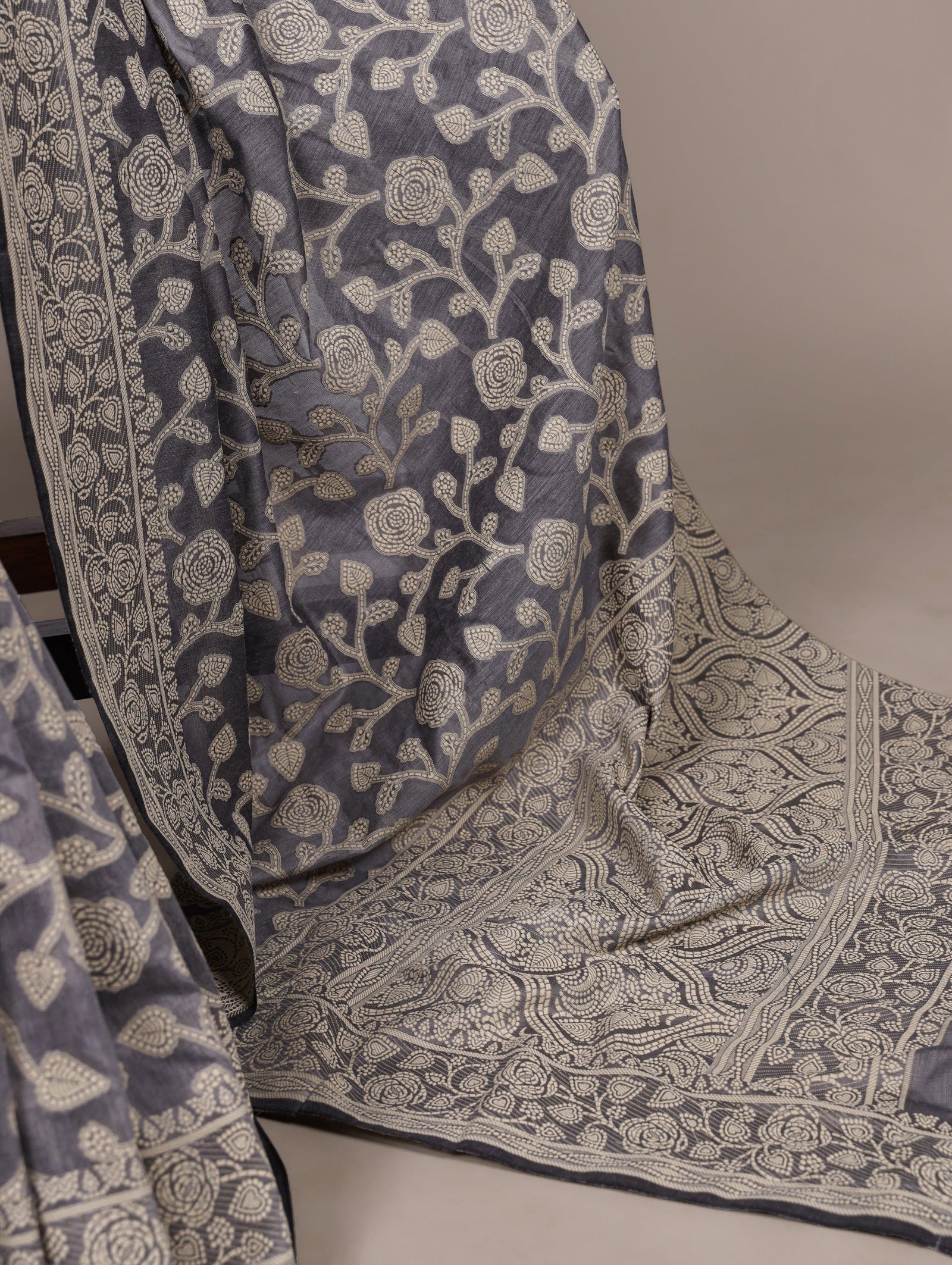 Cotton Silk Saree with Flower Print ClothsVilla