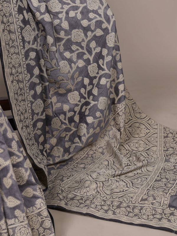 Cotton Silk Saree with Flower Print ClothsVilla