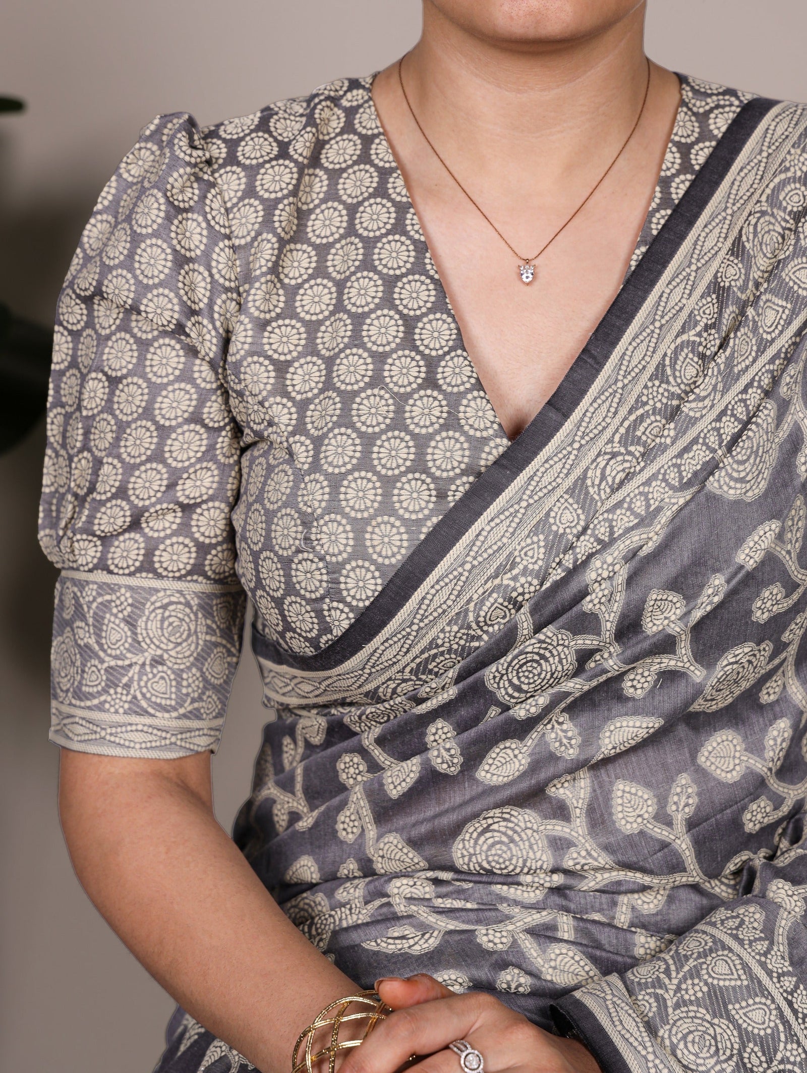 Cotton Silk Saree with Flower Print ClothsVilla