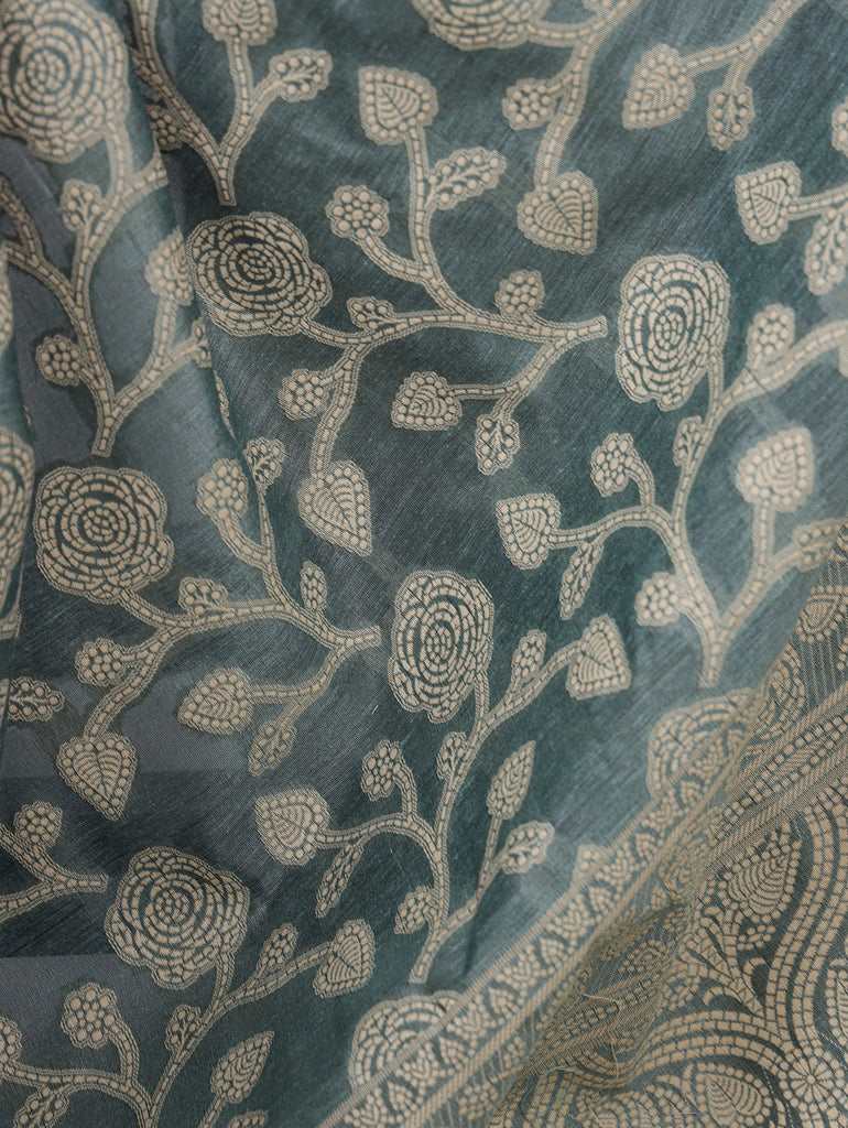 Cotton Silk Saree with Flower Print ClothsVilla