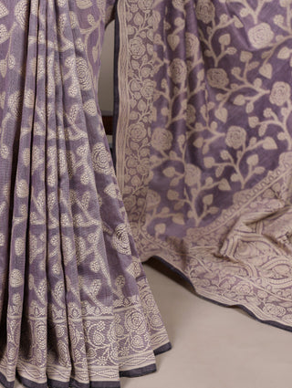 Cotton Silk Saree with Flower Print ClothsVilla