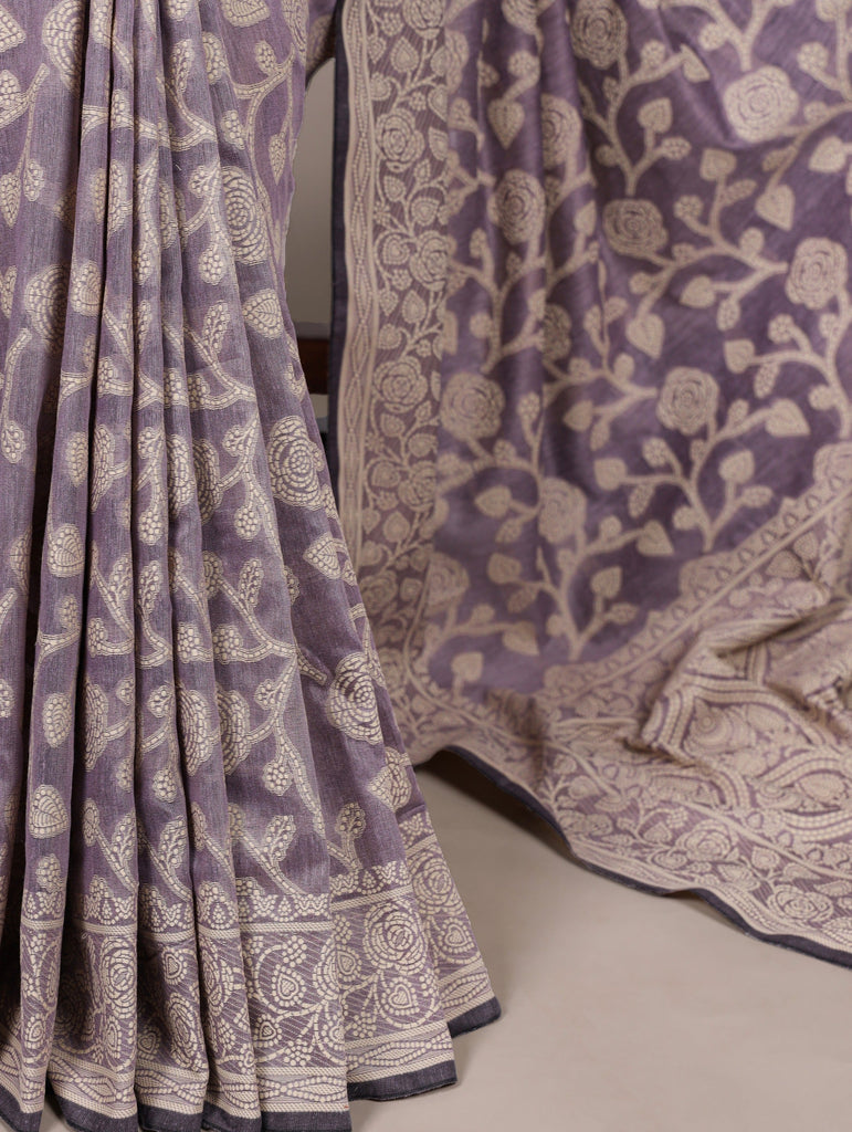 Cotton Silk Saree with Flower Print ClothsVilla