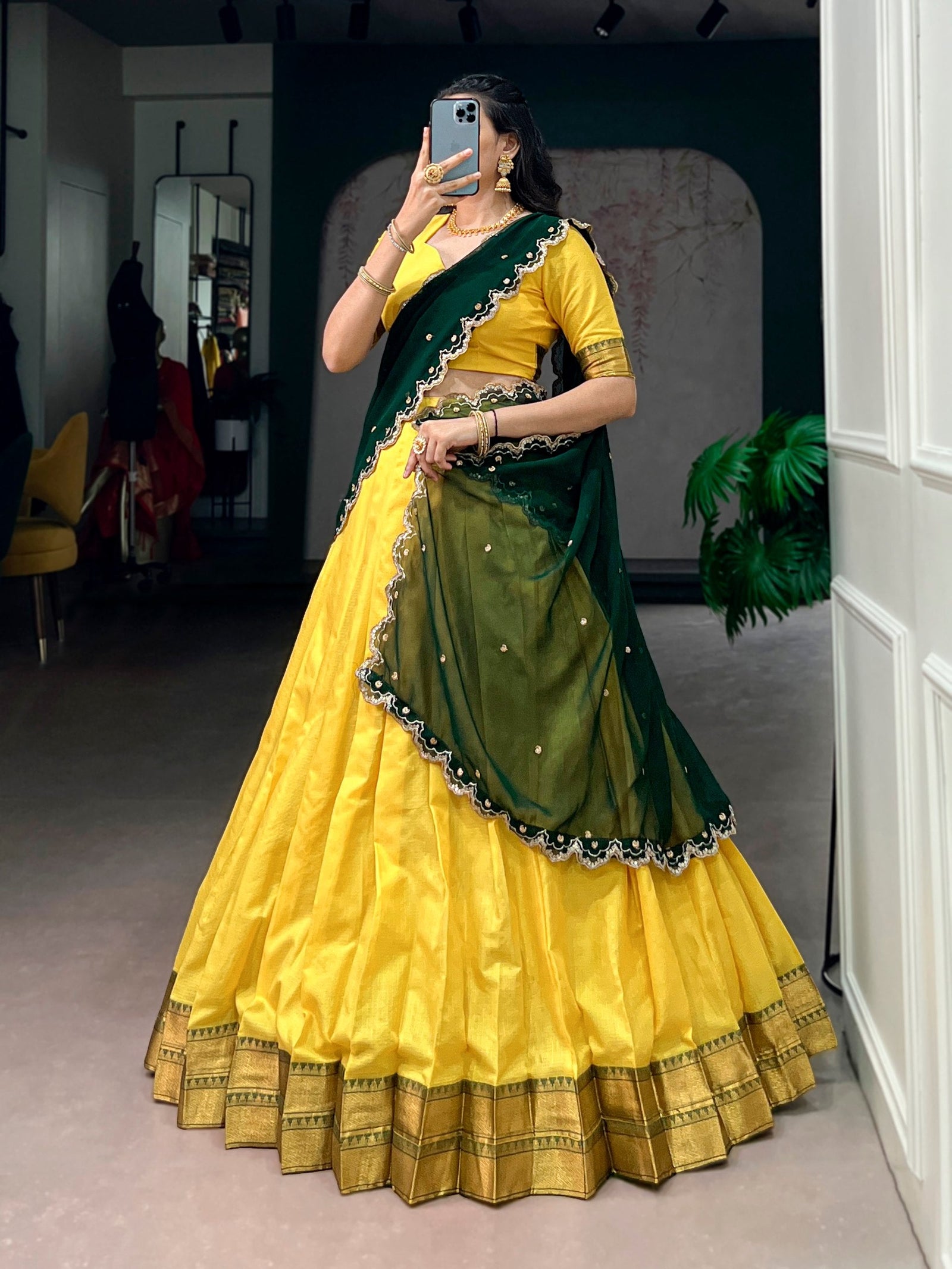 Cotton Silk Zari Weaving Lehenga Choli ClothsVilla