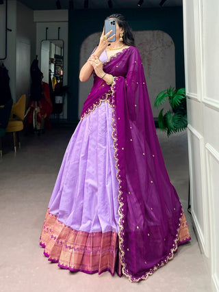 Cotton Silk Zari Weaving Lehenga Choli ClothsVilla