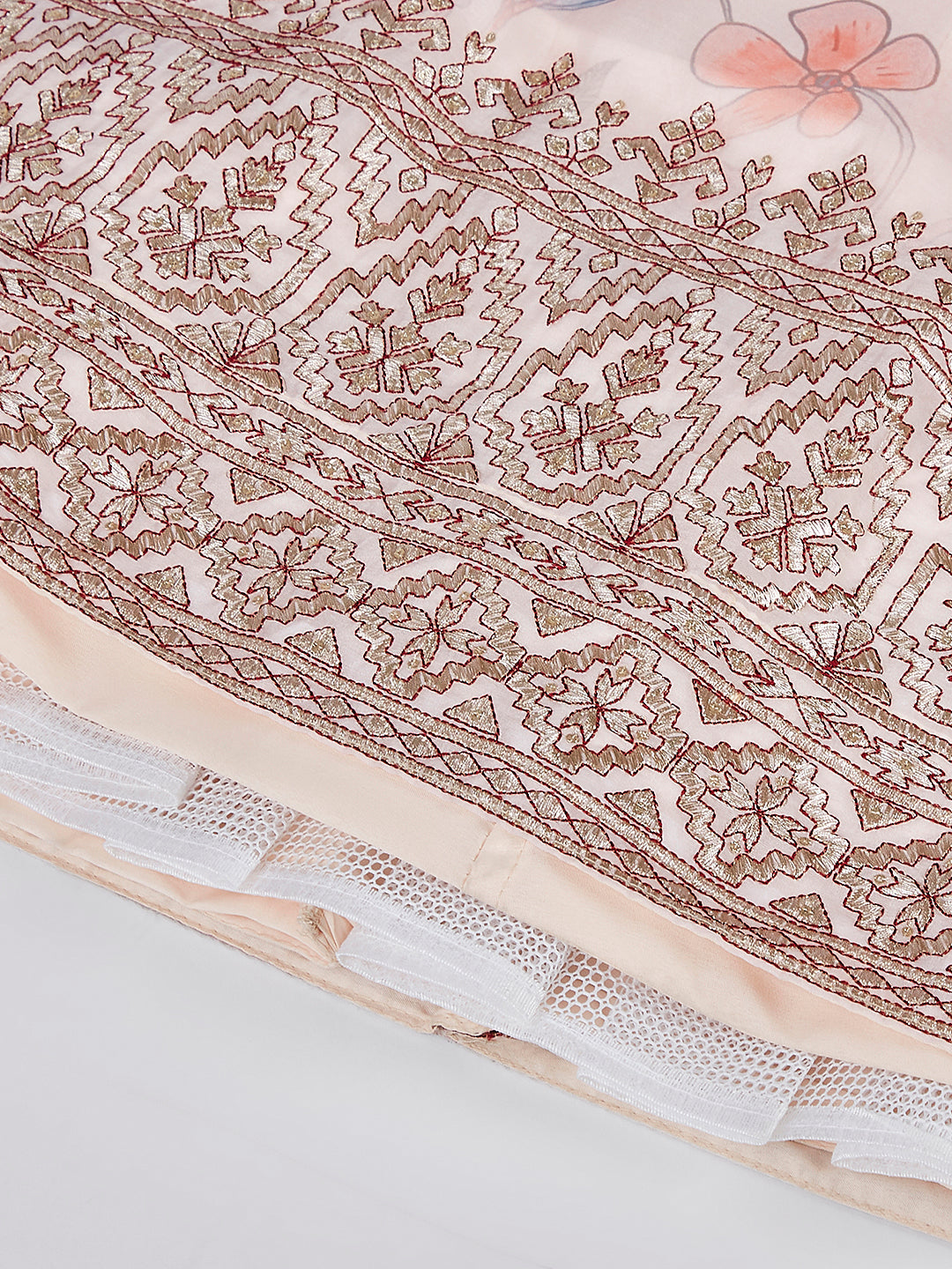 Cream colour Organza Floral design digital print Semi-Stitched Lehenga choli & Dupatta Clothsvilla