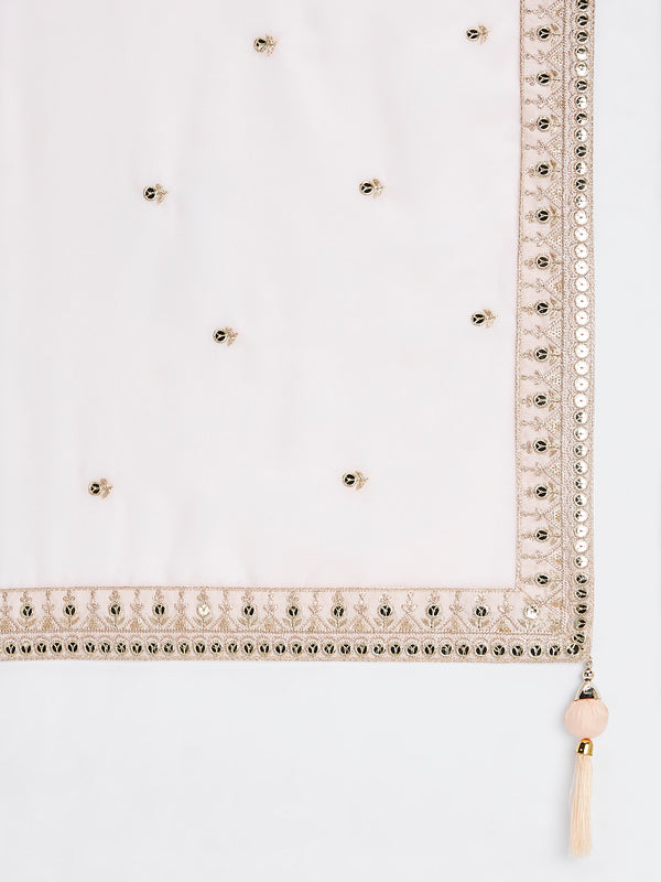 Cream colour Organza Floral design digital print Semi-Stitched Lehenga choli & Dupatta ClothsVilla