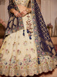Load image into Gallery viewer, Cream colour Tissue Sequinse embroidery Semi-Stitched Lehenga choli &amp; Dupatta ClothsVilla
