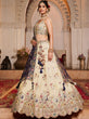 Load image into Gallery viewer, Cream colour Tissue Sequinse embroidery Semi-Stitched Lehenga choli &amp; Dupatta ClothsVilla