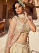 Load image into Gallery viewer, Cream colour Tissue Sequinse embroidery Semi-Stitched Lehenga choli &amp; Dupatta ClothsVilla