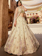 Load image into Gallery viewer, Cream colour Tissue Sequinse embroidery Semi-Stitched Lehenga choli &amp; Dupatta ClothsVilla