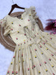 Load image into Gallery viewer, Cream Cotton Embroidered Anarkali Kurti ClothsVilla