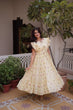 Load image into Gallery viewer, Cream Cotton Embroidered Anarkali Kurti ClothsVilla