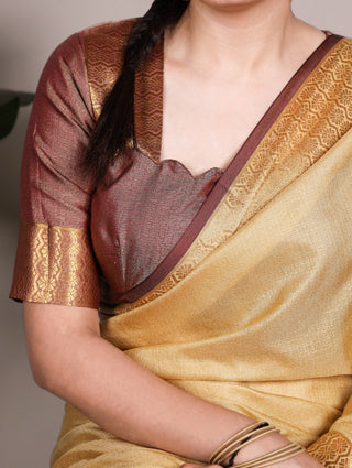 Cream Cotton Saree with Zari Weaving ClothsVilla