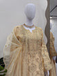 Load image into Gallery viewer, Cream Eid Special Elegant Chinon Silk Plazo Suit Set ClothsVilla