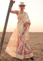 Cream Elegant Blended Linen Silk Saree – Breathable & Stylish for All Seasons Clothsvilla