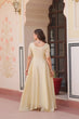 Load image into Gallery viewer, Cream Elegant Gold Crush Embroidered Gown for Women 8 Meter Umbrella Flair Party &amp; Festive Wear ClothsVilla
