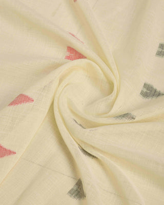 Cream Elegant & Gold-Toned Ikat Woven Saree with Zari Border ClothsVilla