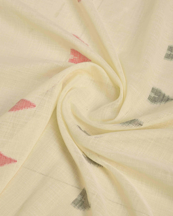Cream Elegant & Gold-Toned Ikat Woven Saree with Zari Border ClothsVilla