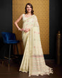 Load image into Gallery viewer, Cream Elegant &amp; Gold-Toned Ikat Woven Saree with Zari Border ClothsVilla