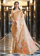 Load image into Gallery viewer, Cream Elegant Linen Saree with Floral Printed Weaving Work ClothsVilla