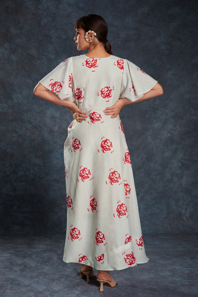 Cream Elegant Printed Linen Co-Ord Set ClothsVilla