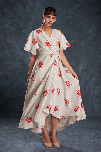 Cream Elegant Printed Linen Co-Ord Set ClothsVilla