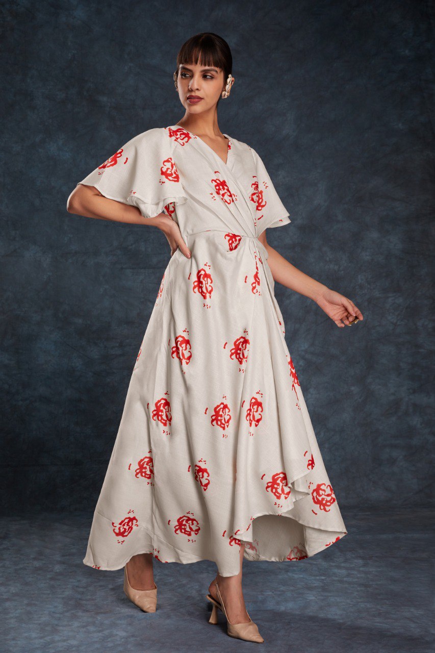 Cream Elegant Printed Linen Co-Ord Set ClothsVilla