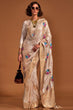 Load image into Gallery viewer, Cream Elegant Satin Traditional Saree with Zari &amp; Thread Work ClothsVilla