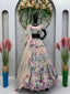 Cream Elegant Tabby Organza Semi-Stitched Lehenga Set with Sequence Work Clothsvilla