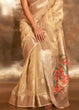 Load image into Gallery viewer, Cream Elegant Tissue Paithani Silk Saree with Designer Border &amp; Embroidered Pallu ClothsVilla