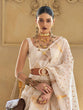 Load image into Gallery viewer, Cream Embroidered Banarasi Tissue Saree with Tassels ClothsVilla