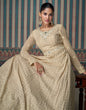 Load image into Gallery viewer, Cream Embroidered Gown with Lace Dupatta ClothsVilla