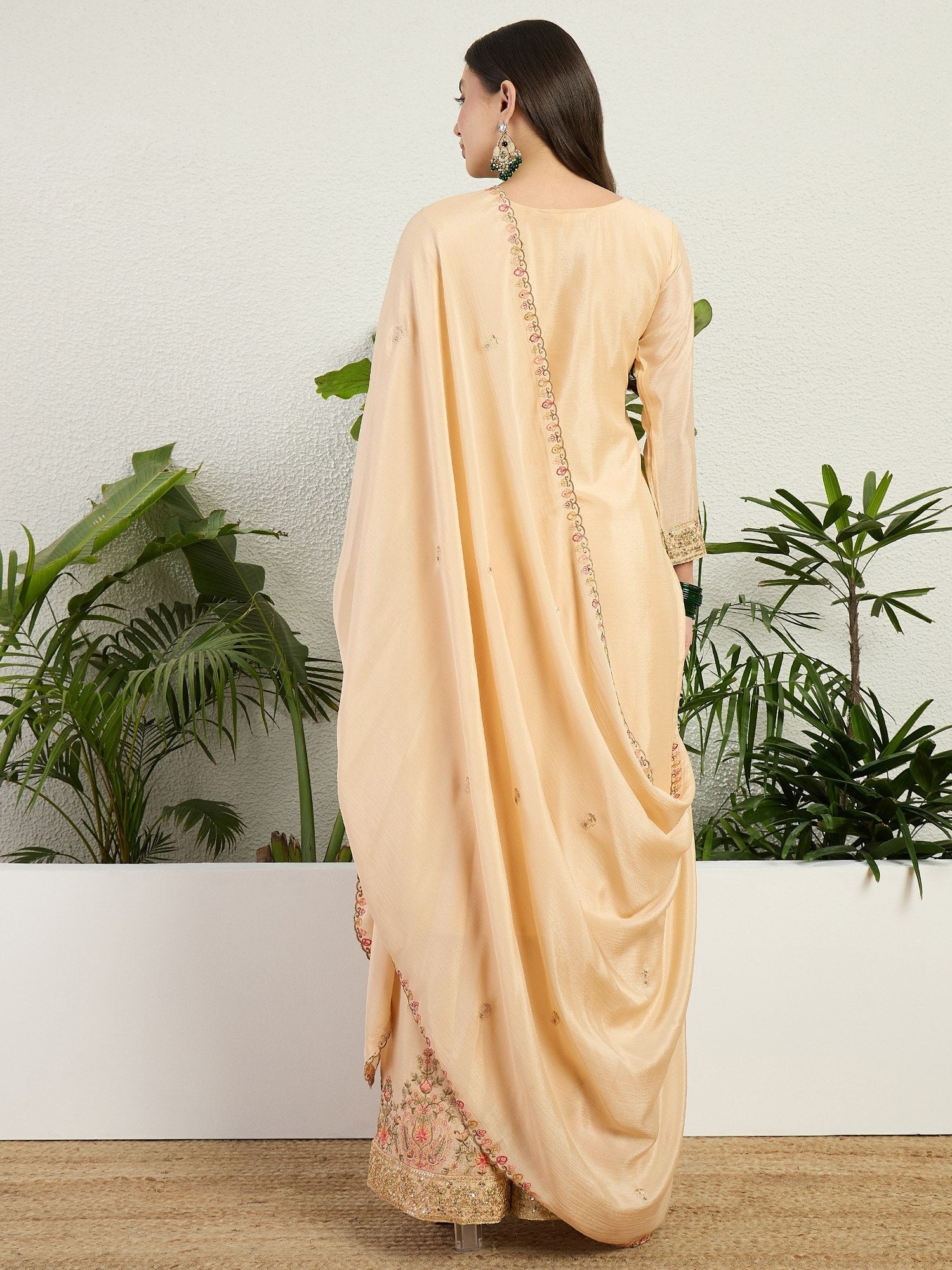 Cream Embroidered Palazzo Set Clothsvilla