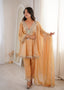 Cream Fendy Mirror Work Kurti Pant Set ClothsVilla