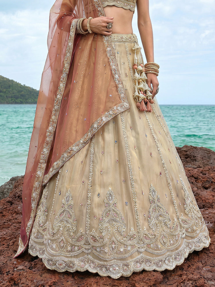 Tissue Beads with zari Embroidered Lehenga Choli with Dupatta Clothsvilla