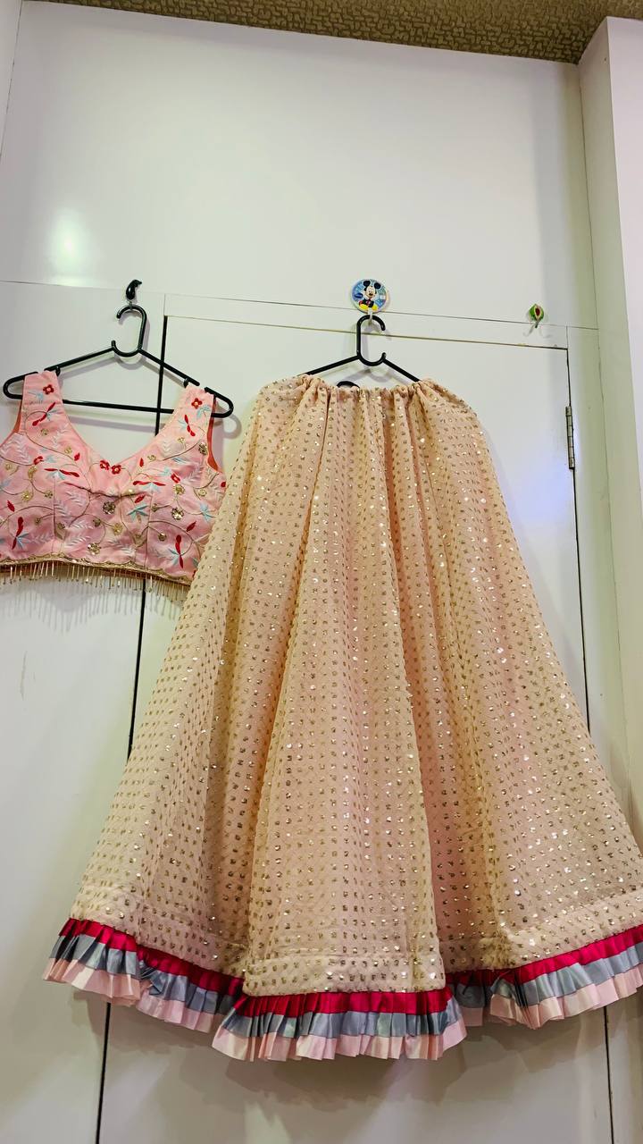 Cream Glamorous Georgette Lehenga Set – A Showstopper for Every Occasion! ClothsVilla