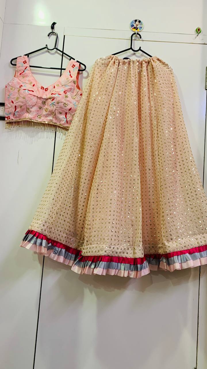 Cream Glamorous Georgette Lehenga Set – A Showstopper for Every Occasion! ClothsVilla