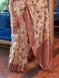 Load image into Gallery viewer, Cream Graceful Bollywood Style Organza Saree with Unstitched Blouse Piece ClothsVilla